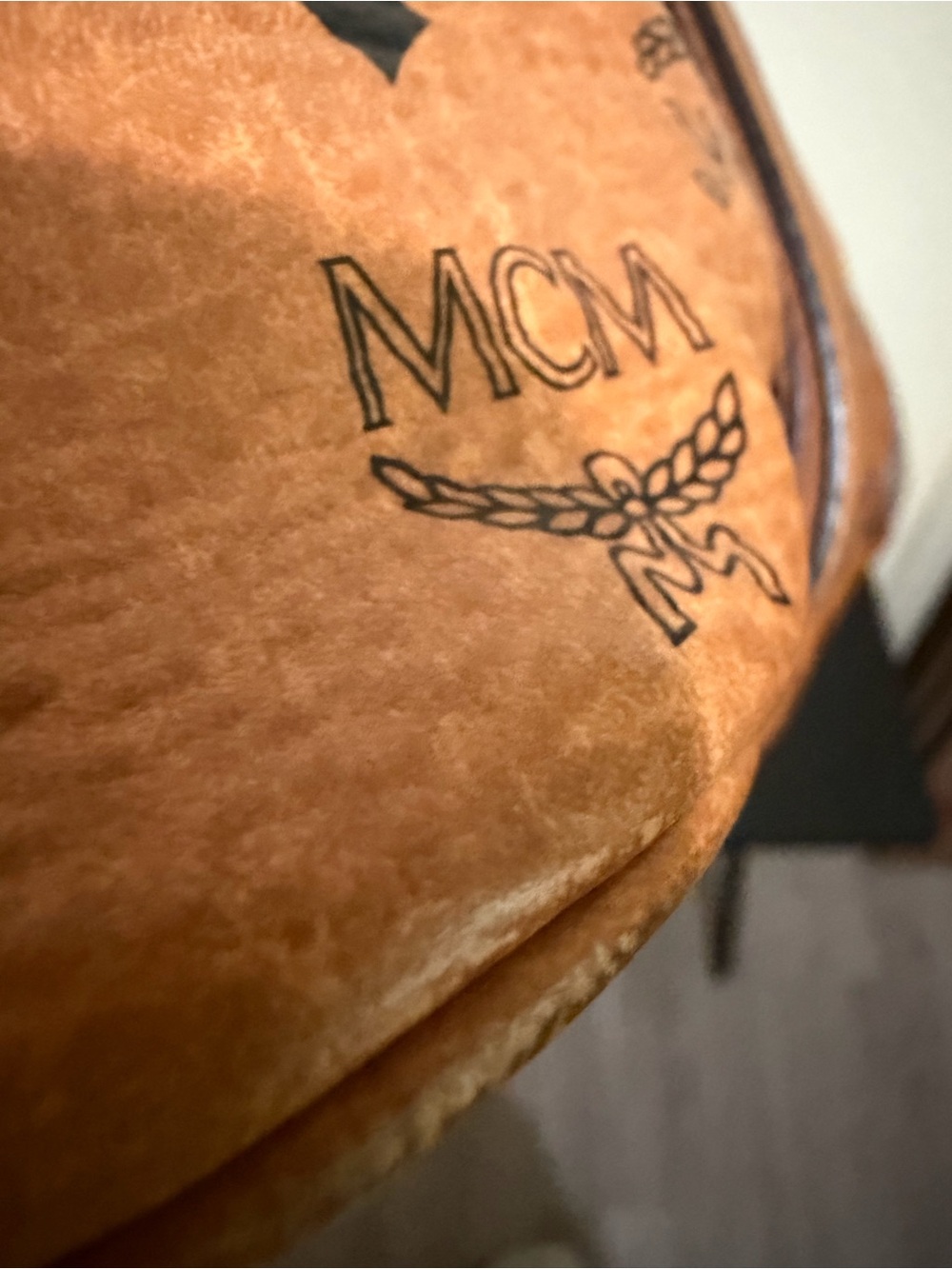 MCM Cognac Visetos Logo Tote in Tan and Brown - Picture 6 of 7